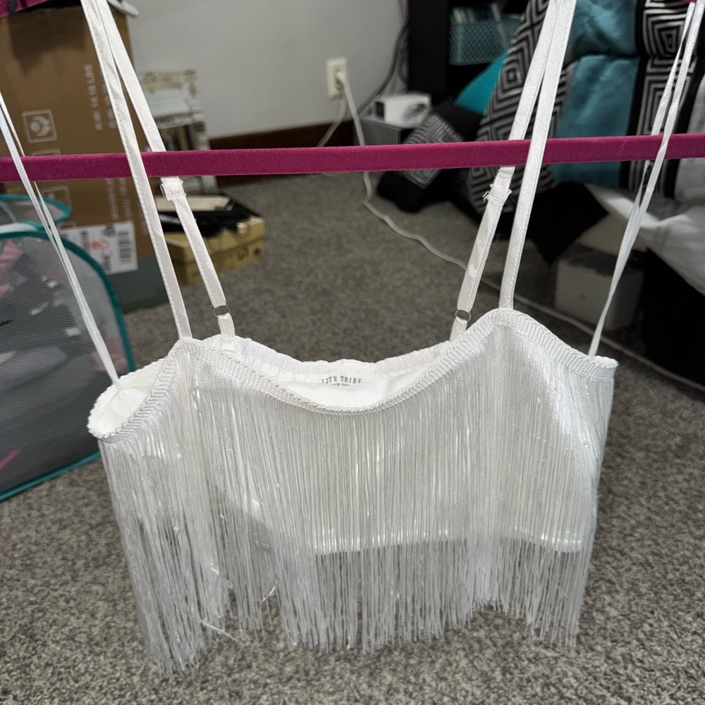 12th Tribe Fringe Crop Top Size S